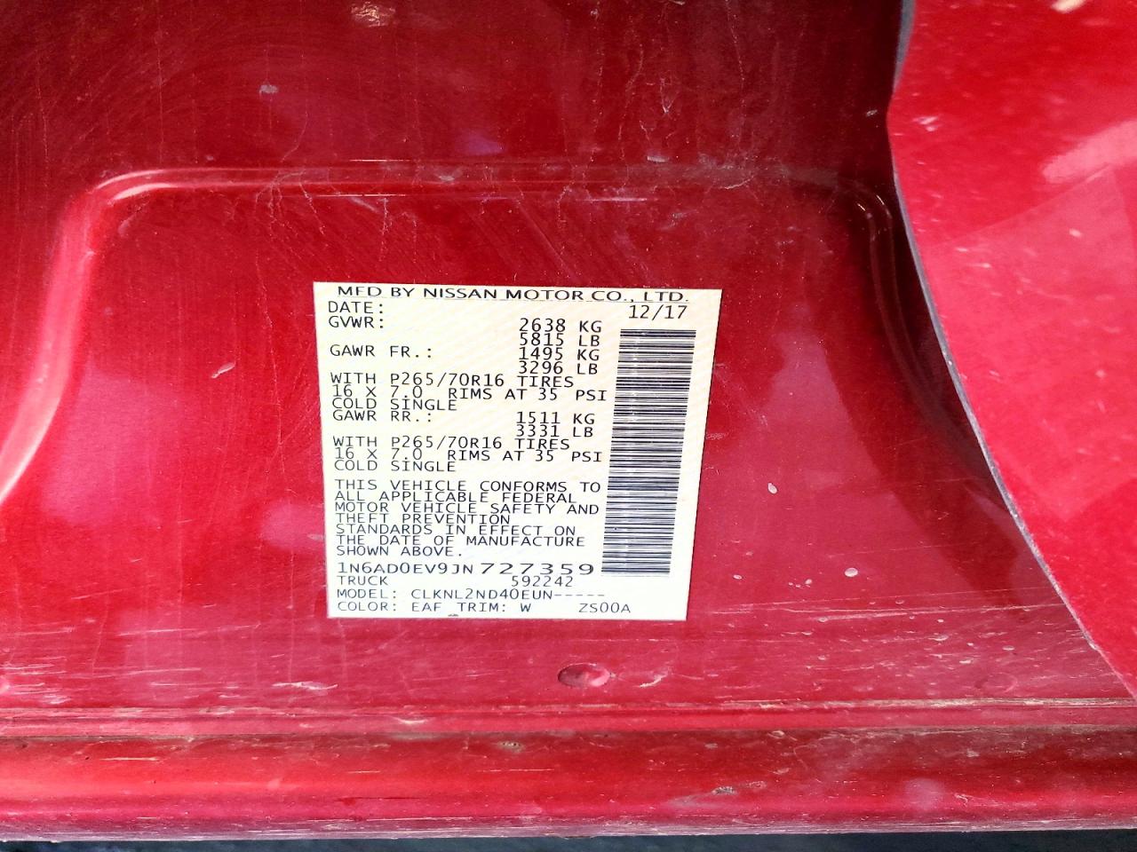 2018 NISSAN FRONTIER SV photo 34