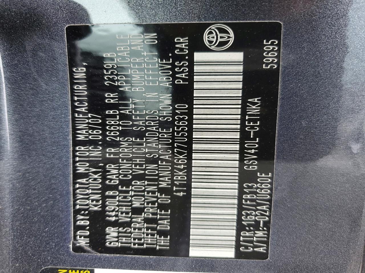 2007 TOYOTA CAMRY LE V6 photo 23