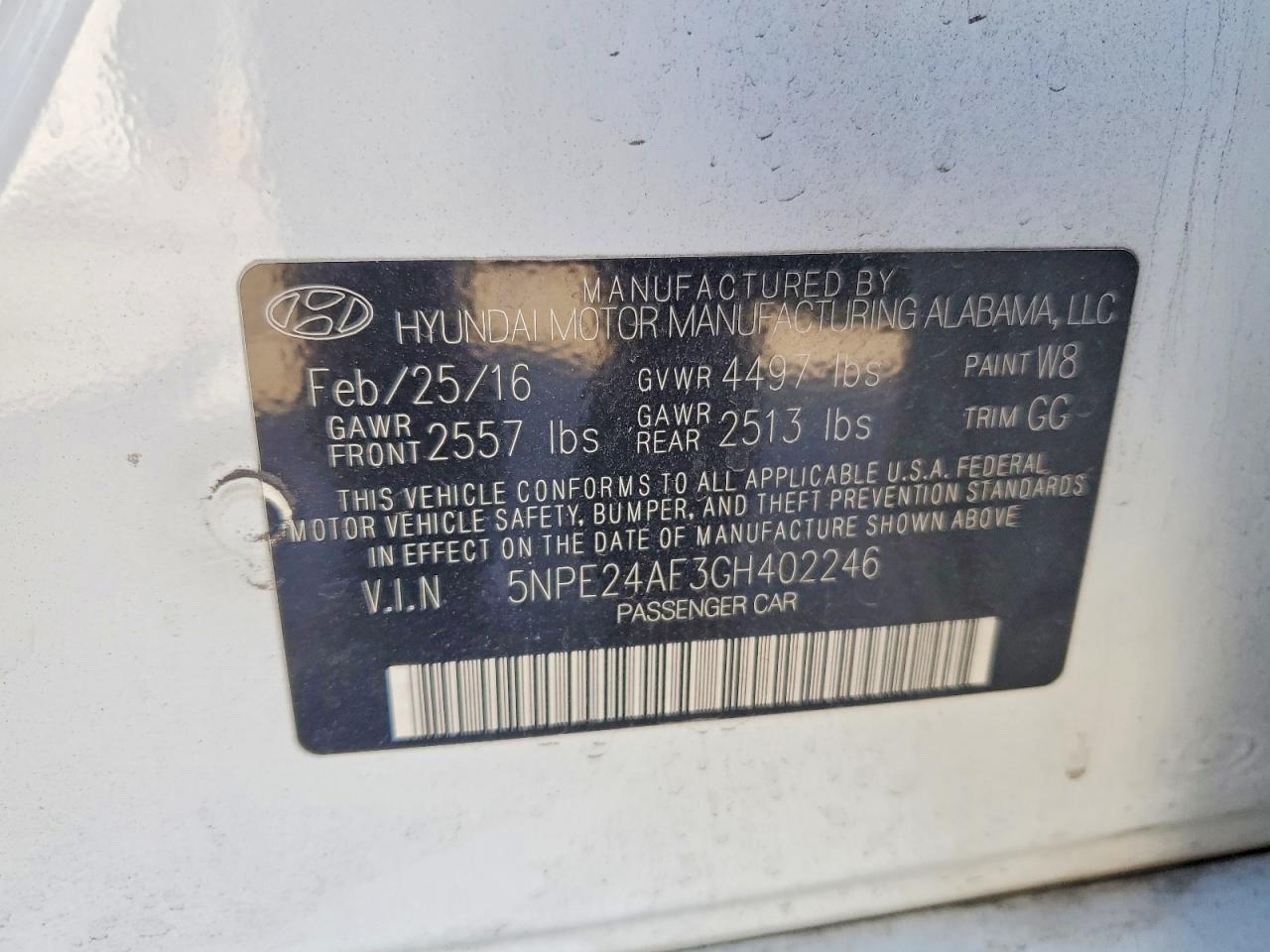 2016 HYUNDAI SONATA SE photo 34