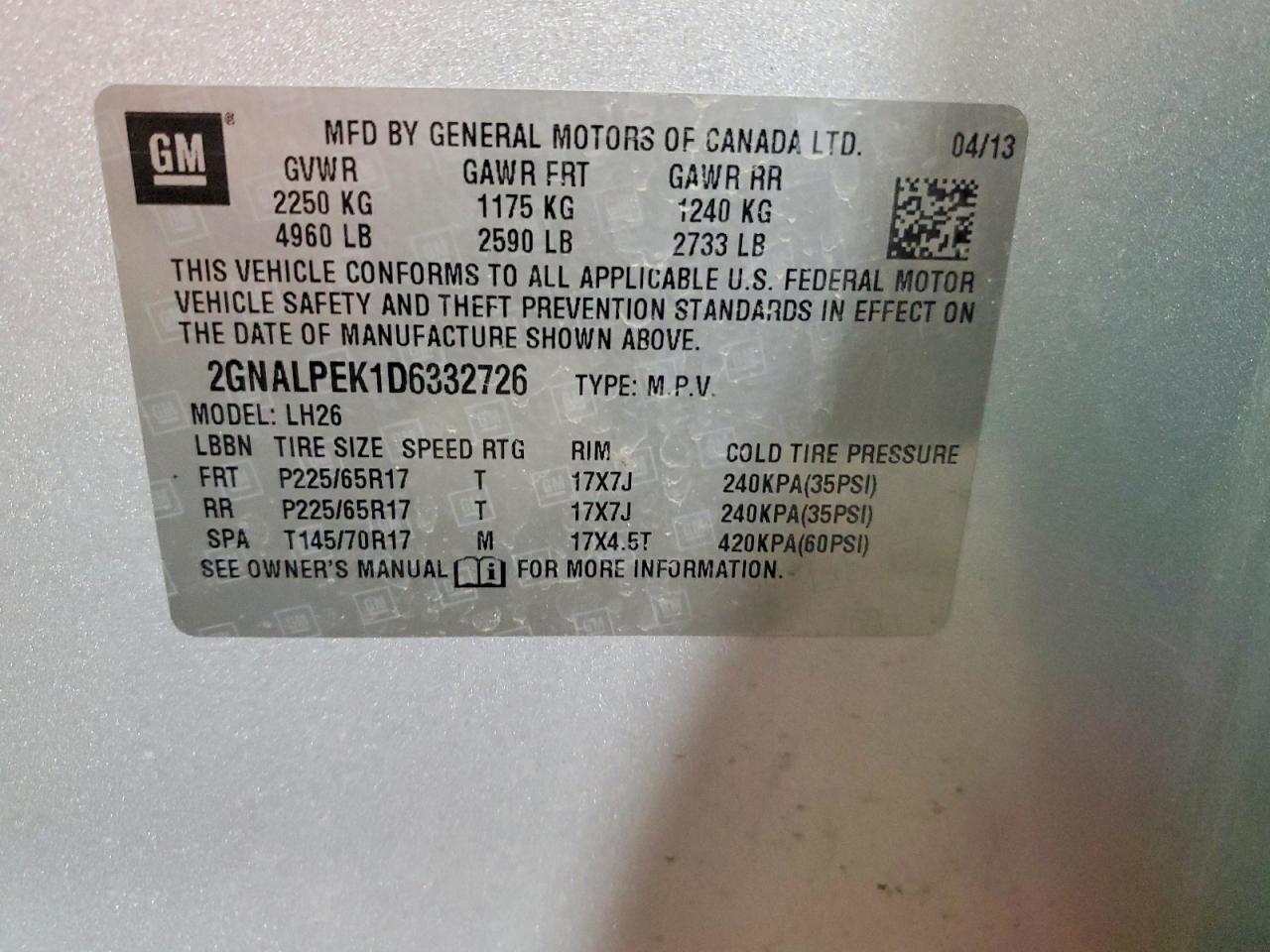 2013 CHEVROLET EQUINOX LT photo 37