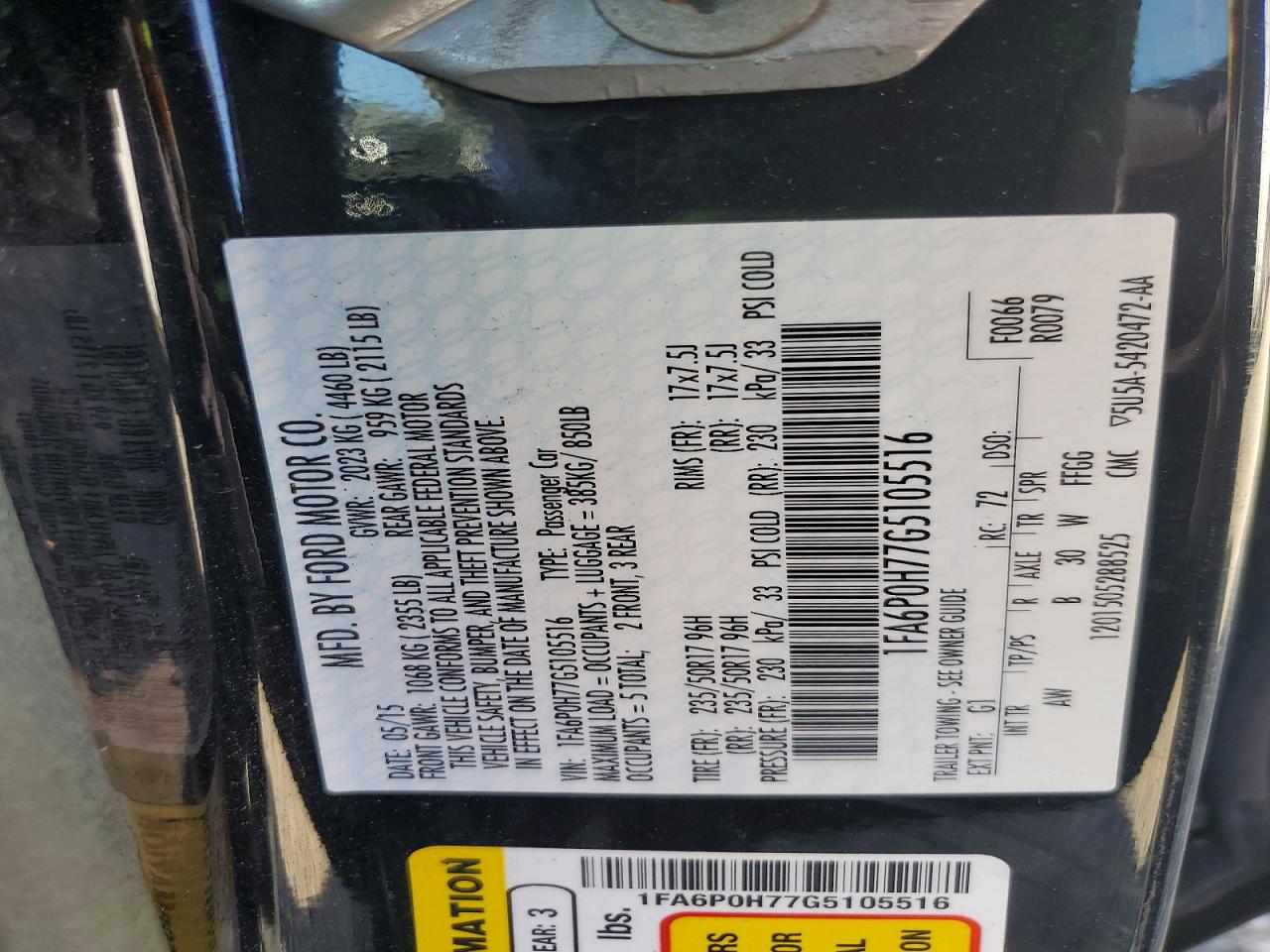 2016 FORD FUSION SE photo 34