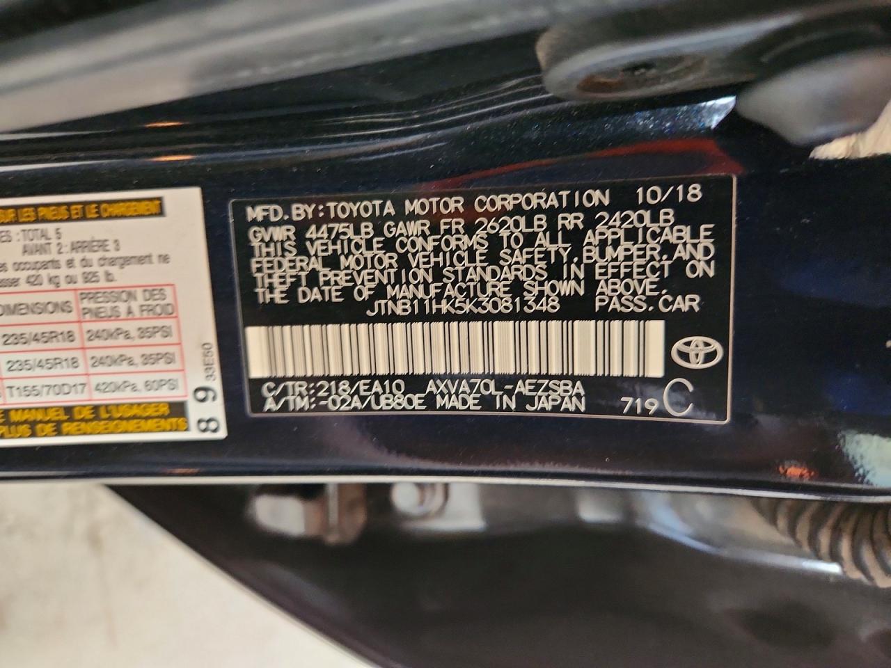 2019 TOYOTA CAMRY SE photo 25