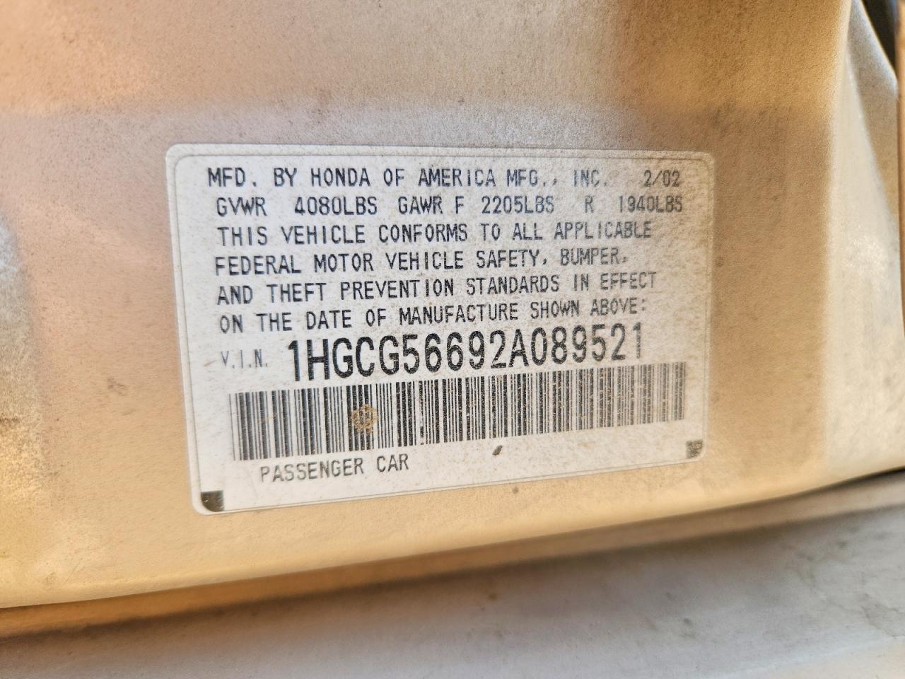 2002 HONDA ACCORD EX photo 25