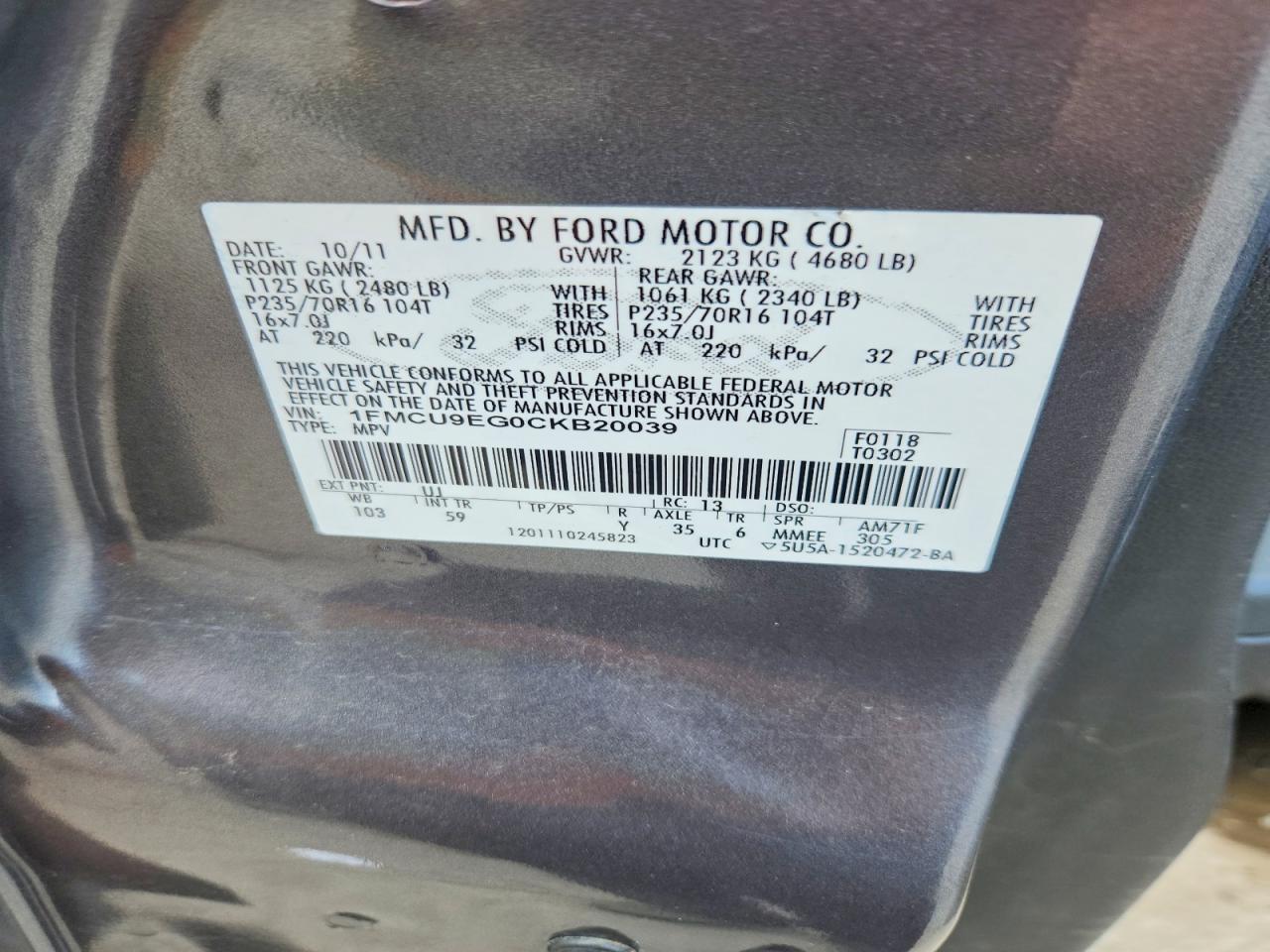2012 FORD ESCAPE LIMITED photo 13