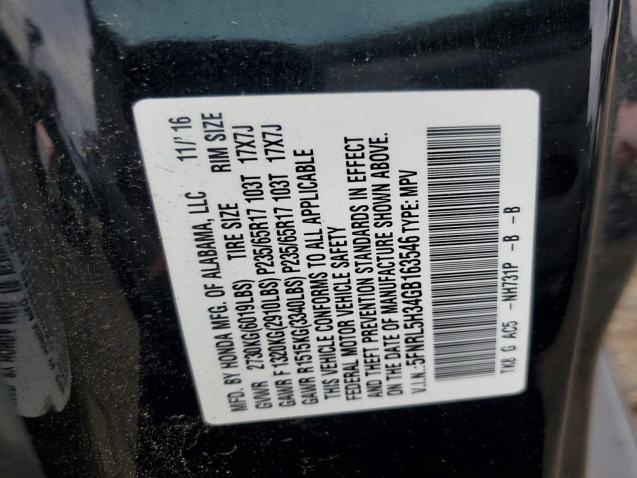 2016 HONDA ODYSSEY SE photo 23