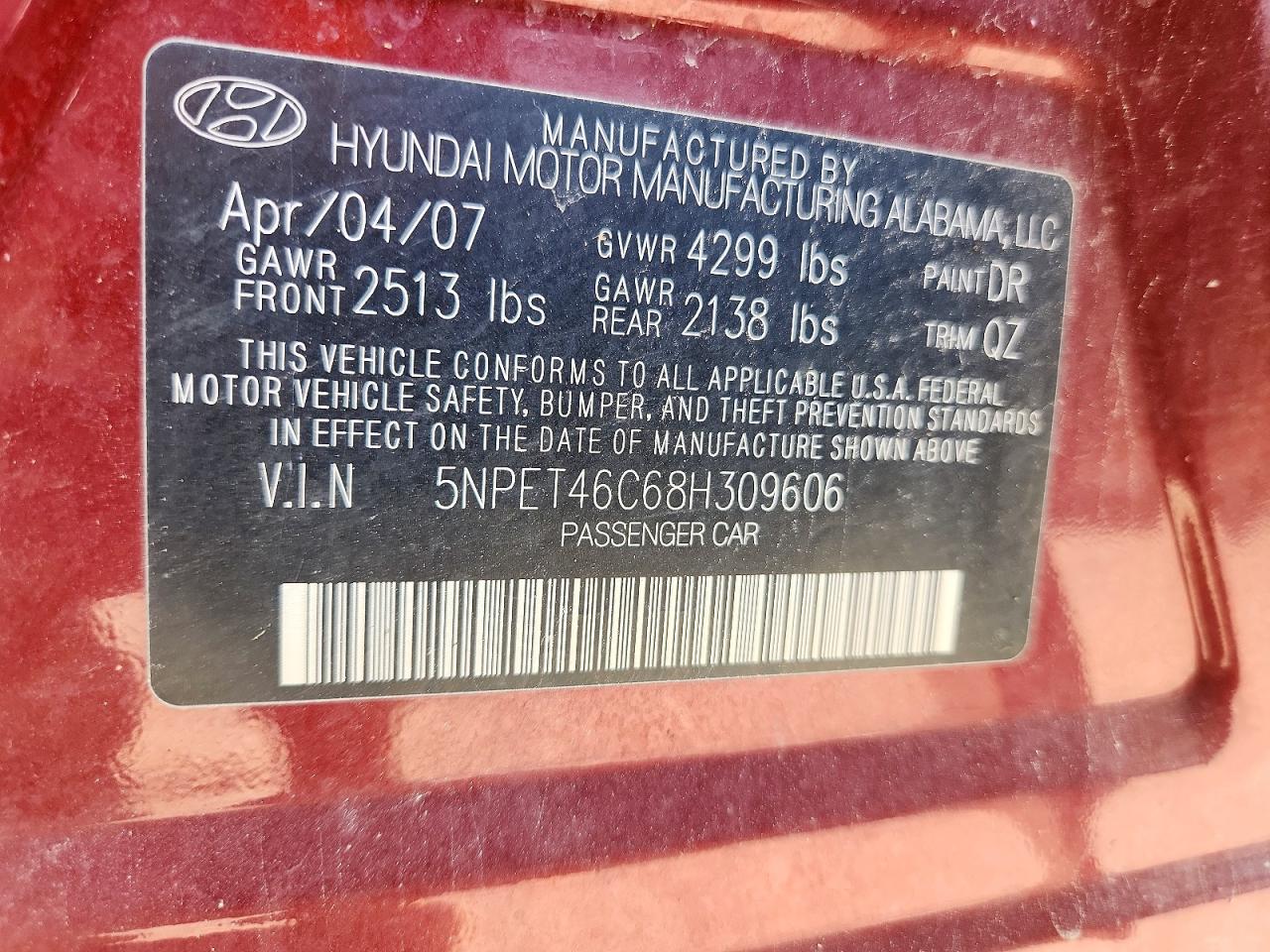 2008 HYUNDAI SONATA GLS photo 23