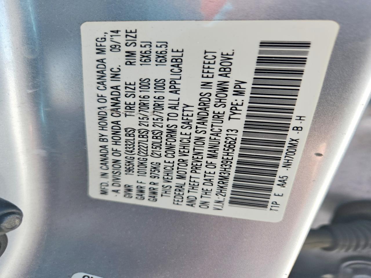 2014 HONDA CR-V LX photo 37