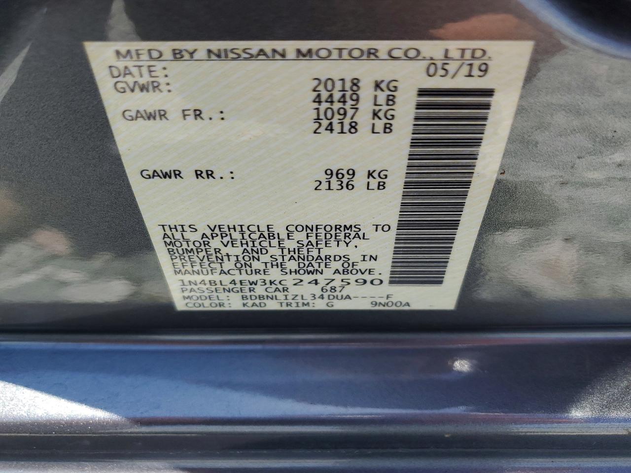 2019 NISSAN ALTIMA SL photo 34