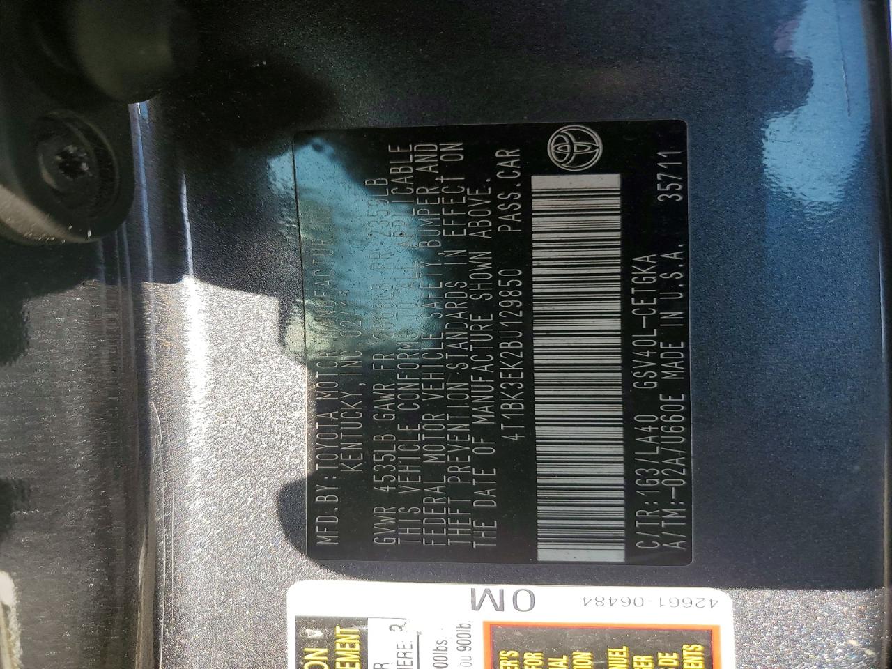 2011 TOYOTA CAMRY XLE V6 photo 34