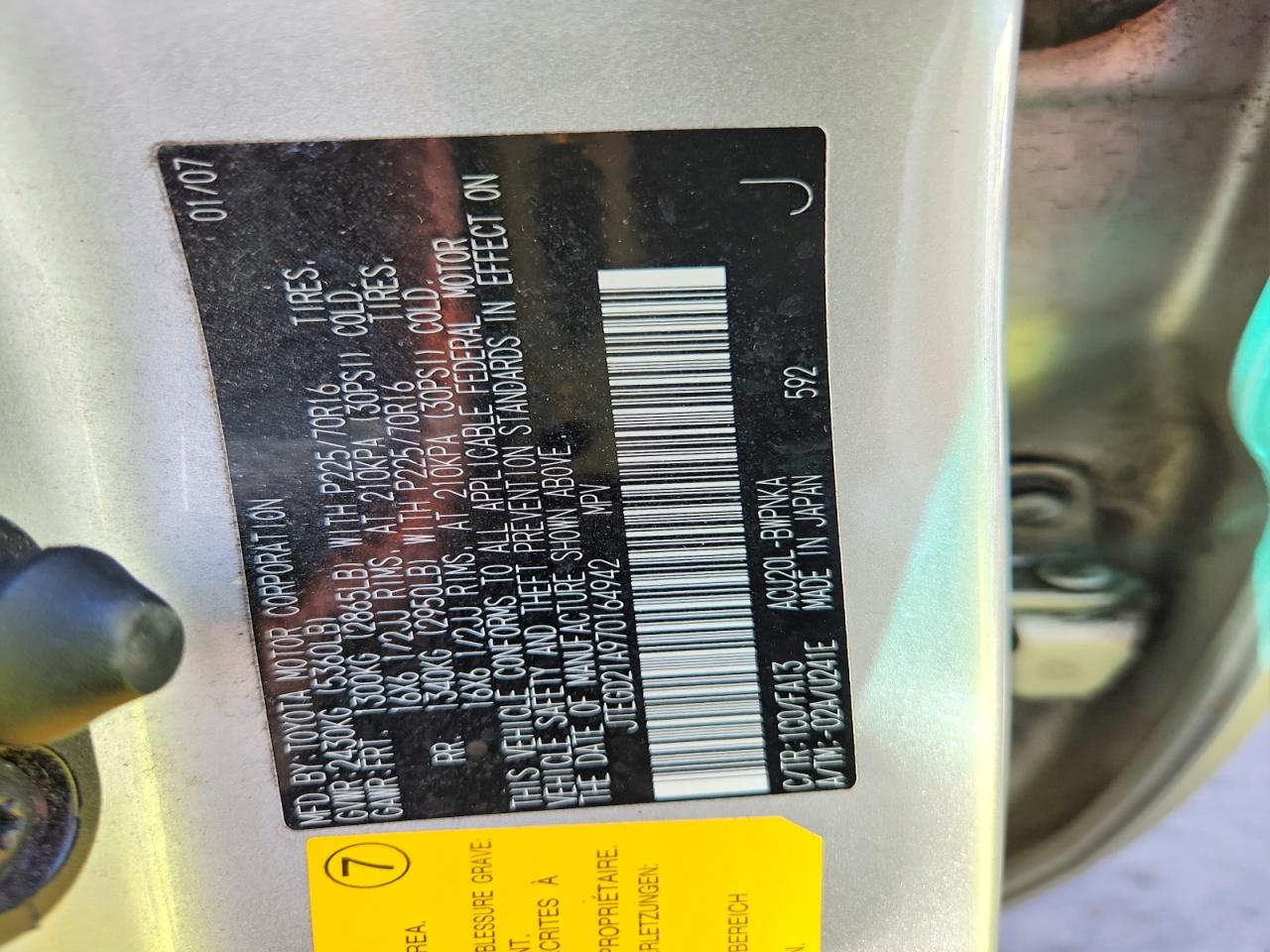 2007 TOYOTA HIGHLANDER BASE photo 37