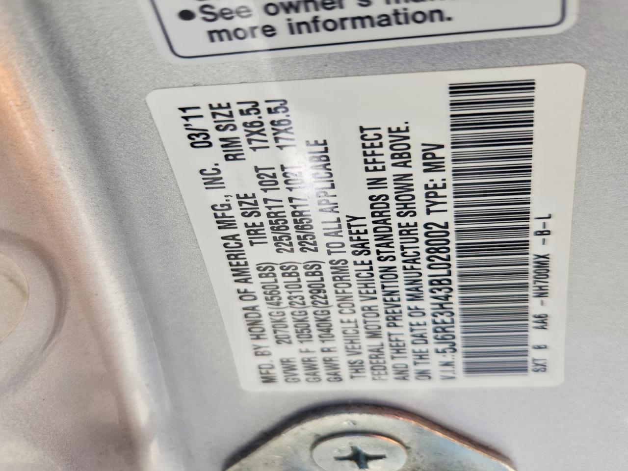 2011 HONDA CR-V SE photo 40