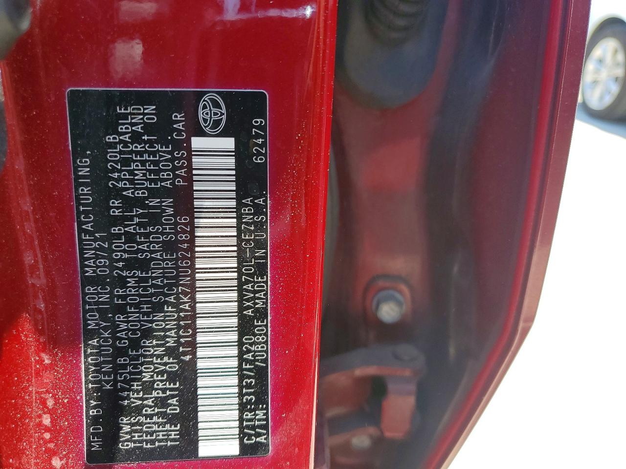 2022 TOYOTA CAMRY LE photo 21