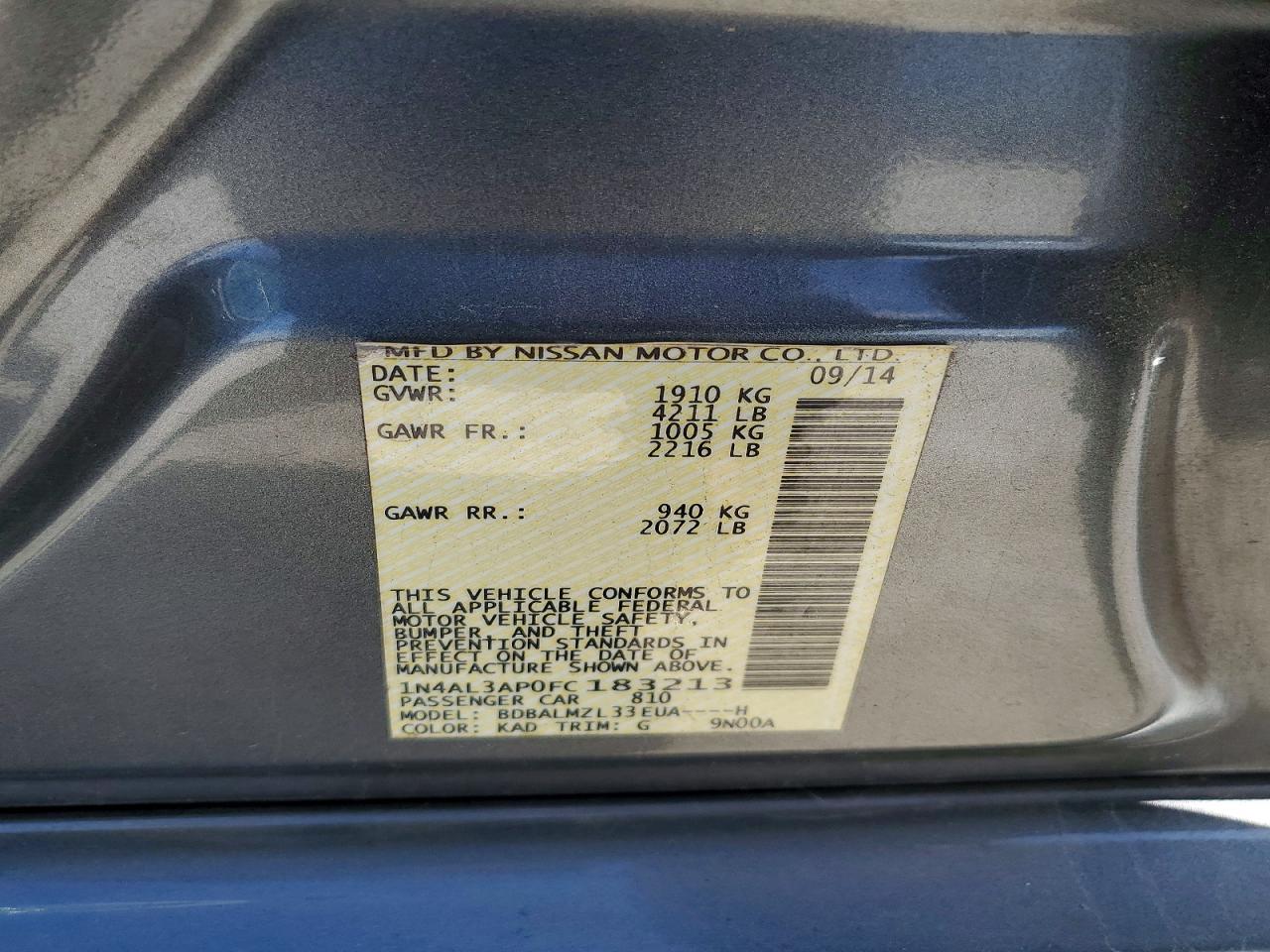 2015 NISSAN ALTIMA 2.5 SV photo 23