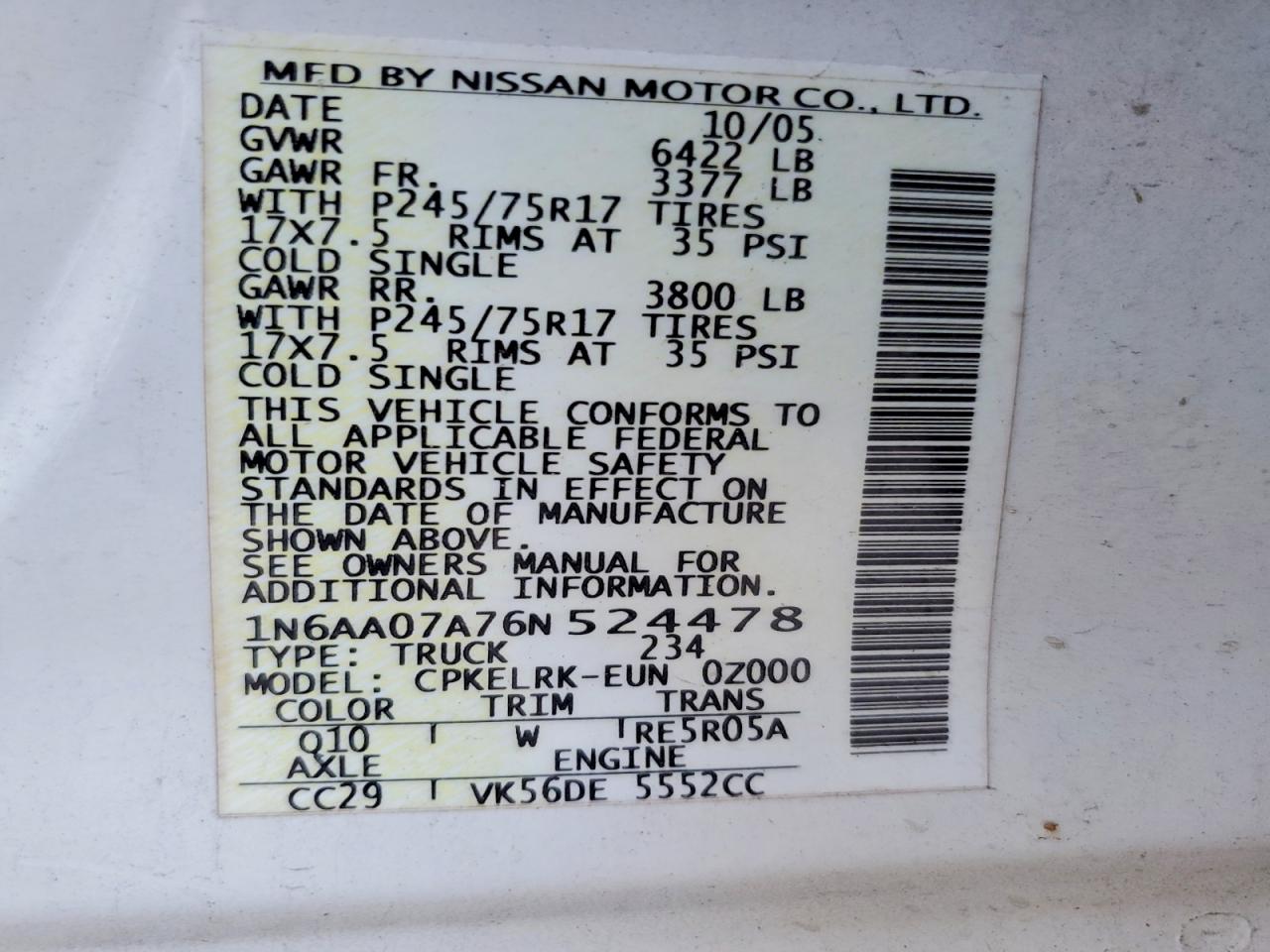 2006 NISSAN TITAN XE photo 12