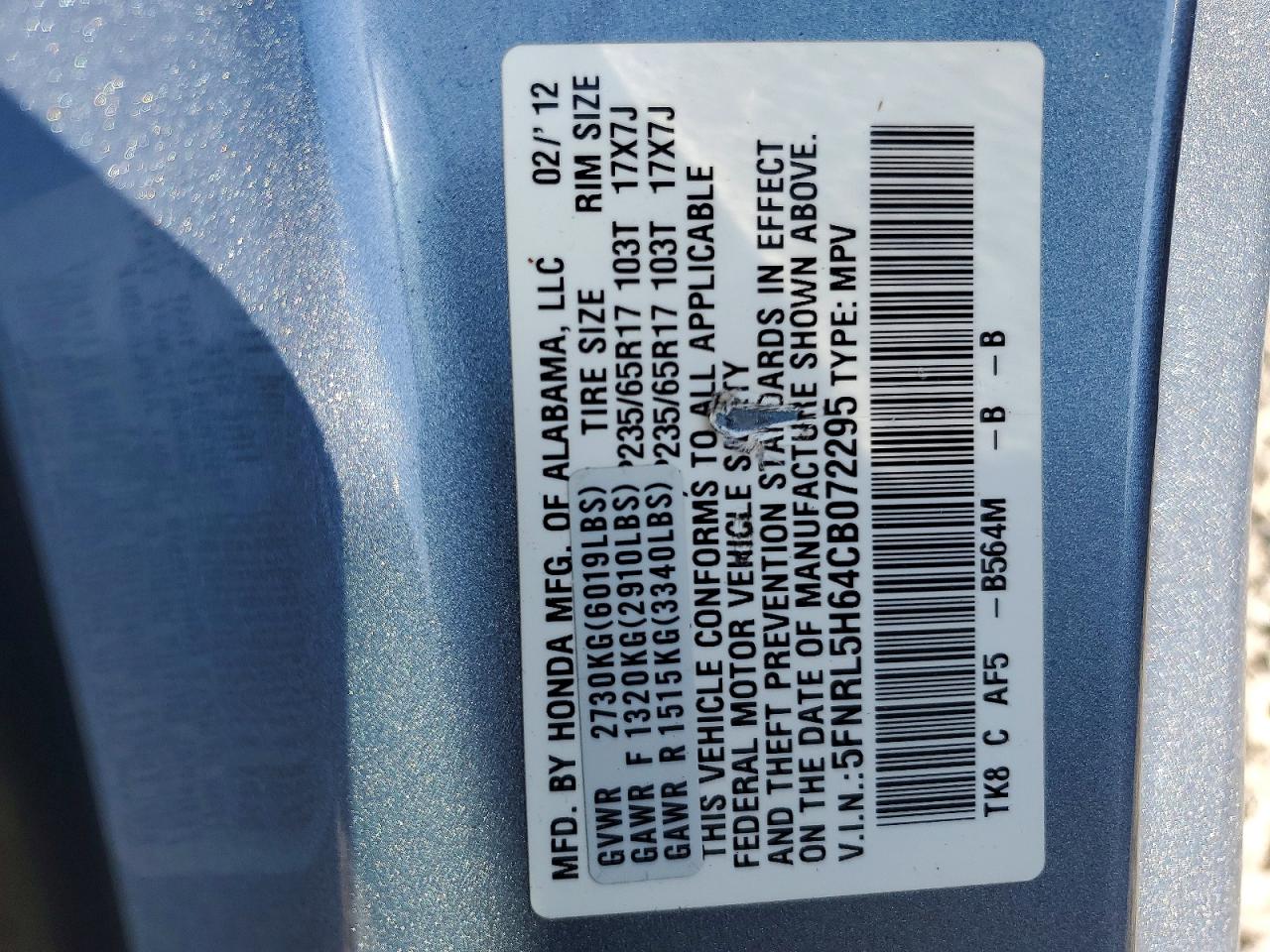 2012 HONDA ODYSSEY EXL photo 13