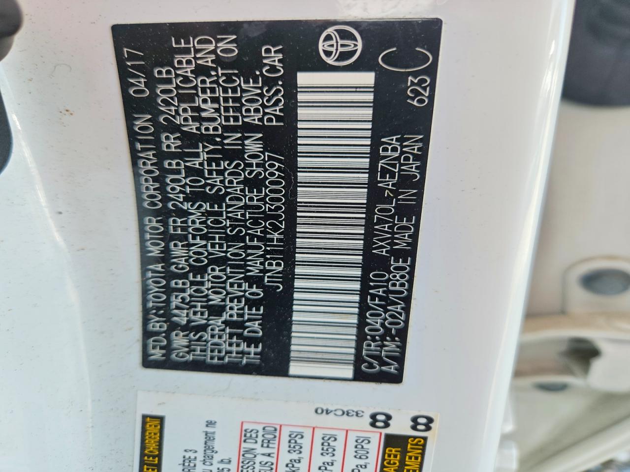 2018 TOYOTA CAMRY LE photo 13