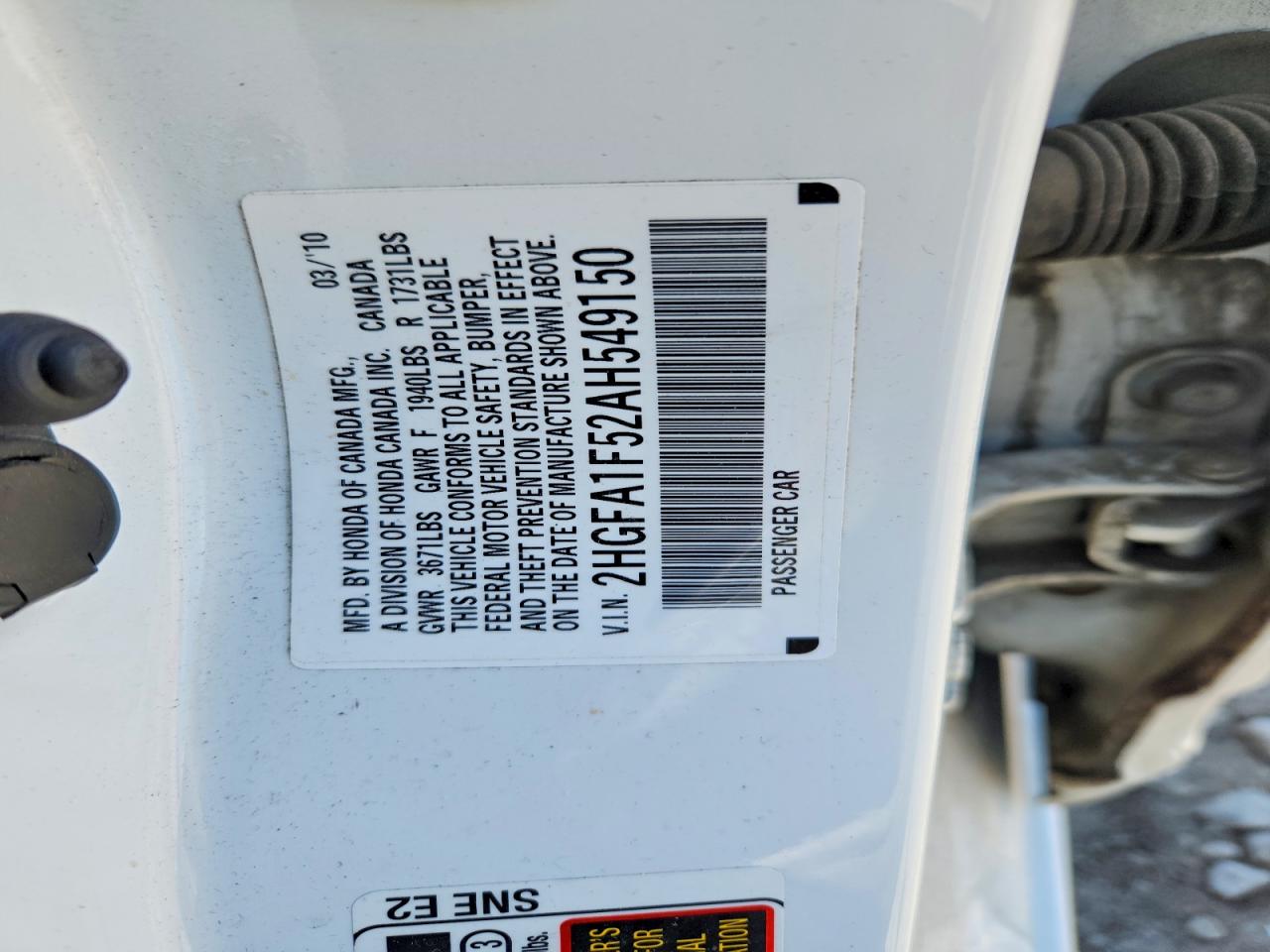 2010 HONDA CIVIC LX photo 12