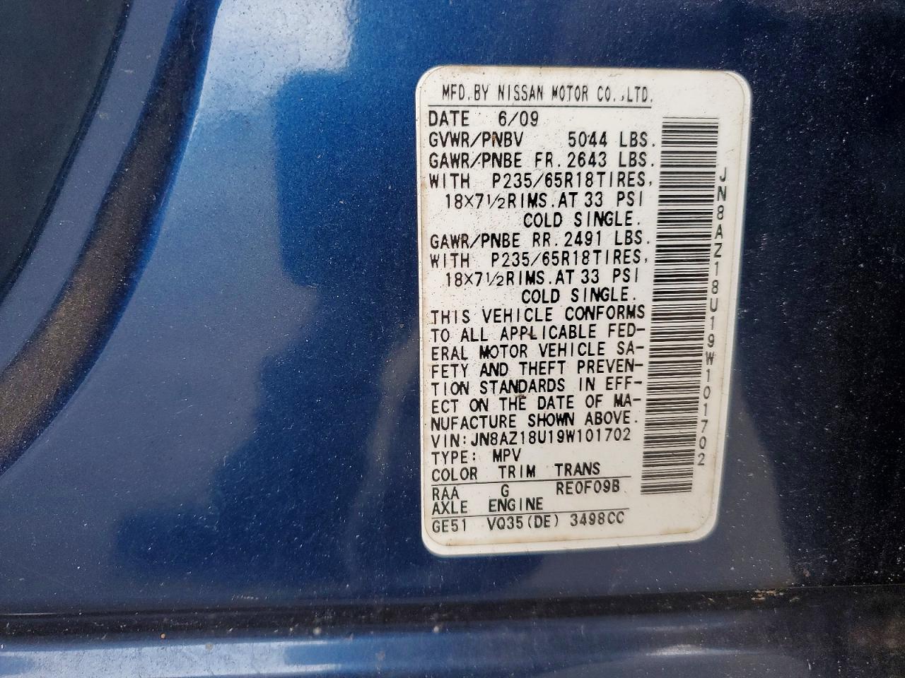2009 NISSAN MURANO S photo 34