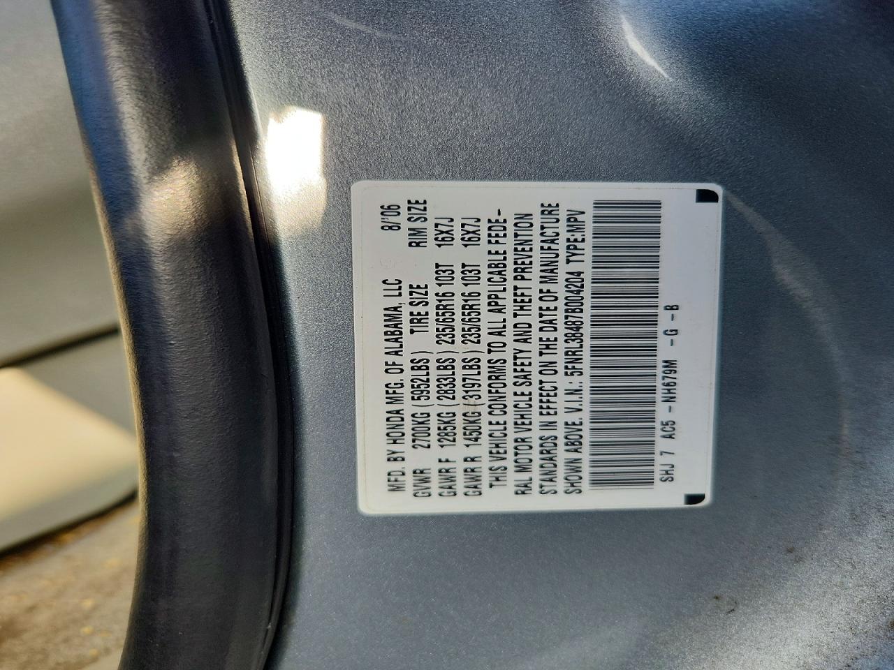 2007 HONDA ODYSSEY EX photo 13