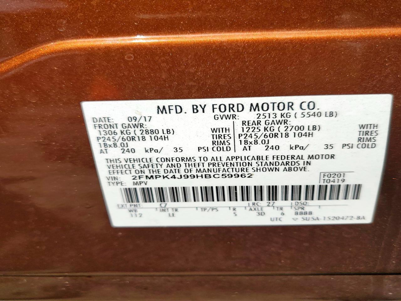 2017 FORD EDGE SEL photo 40