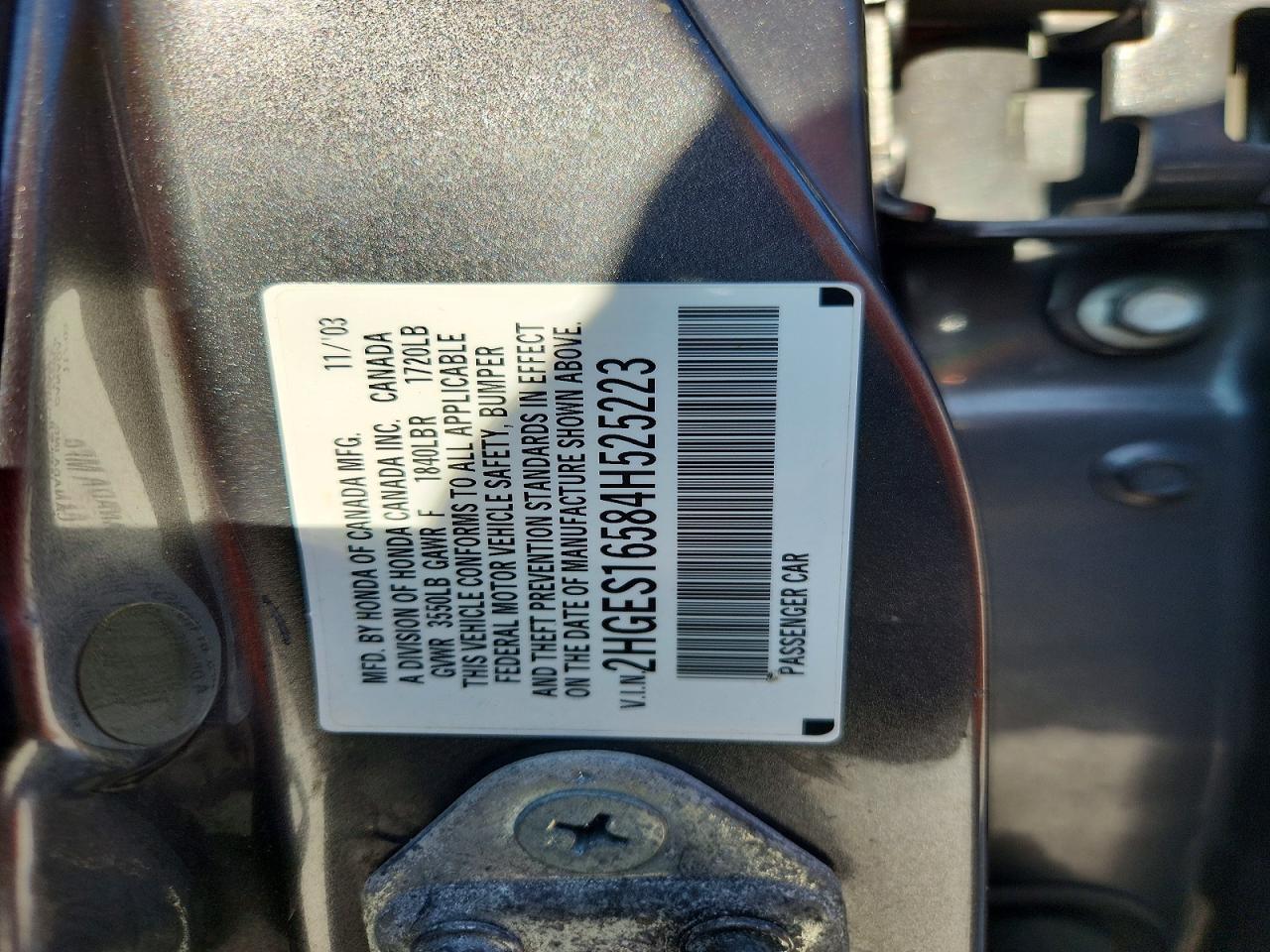2004 HONDA CIVIC LX photo 25