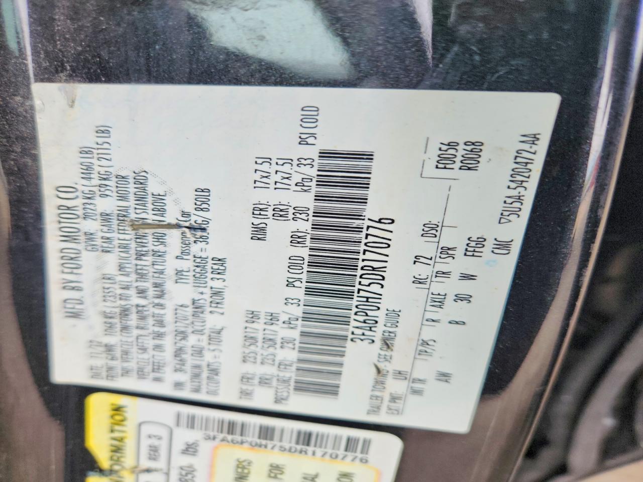 2013 FORD FUSION SE photo 34