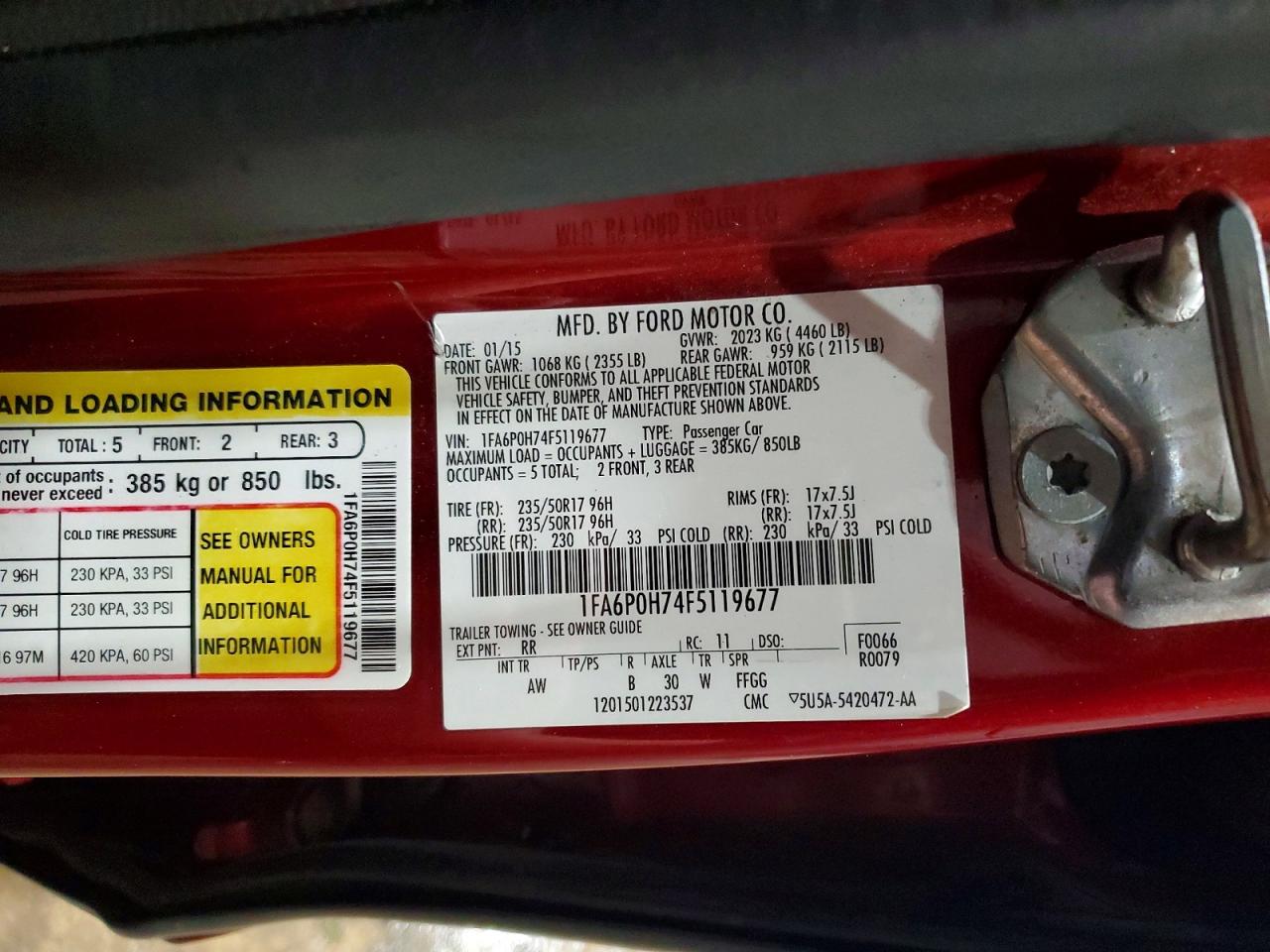 2015 FORD FUSION SE photo 37
