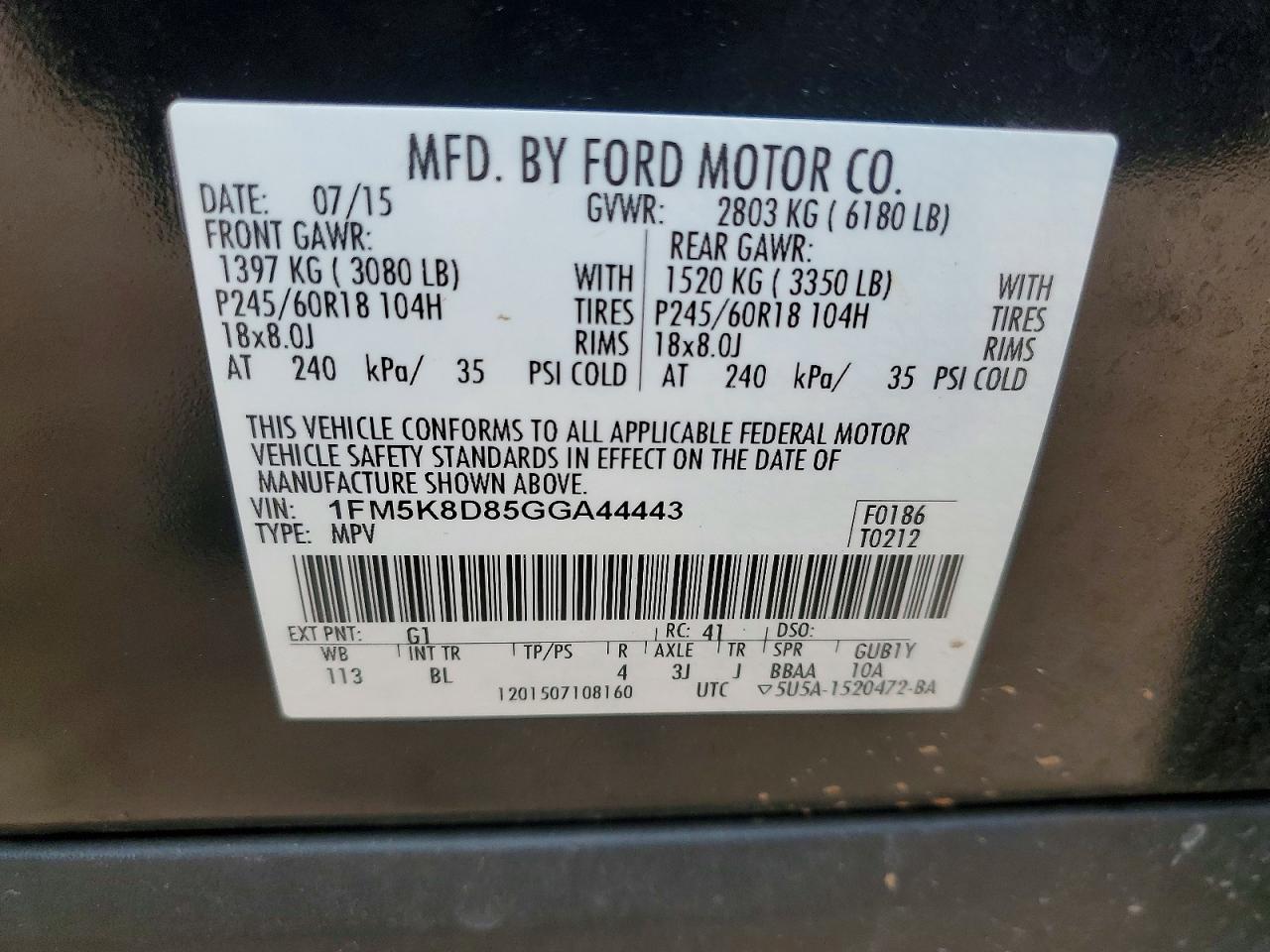 2016 FORD EXPLORER XLT photo 37