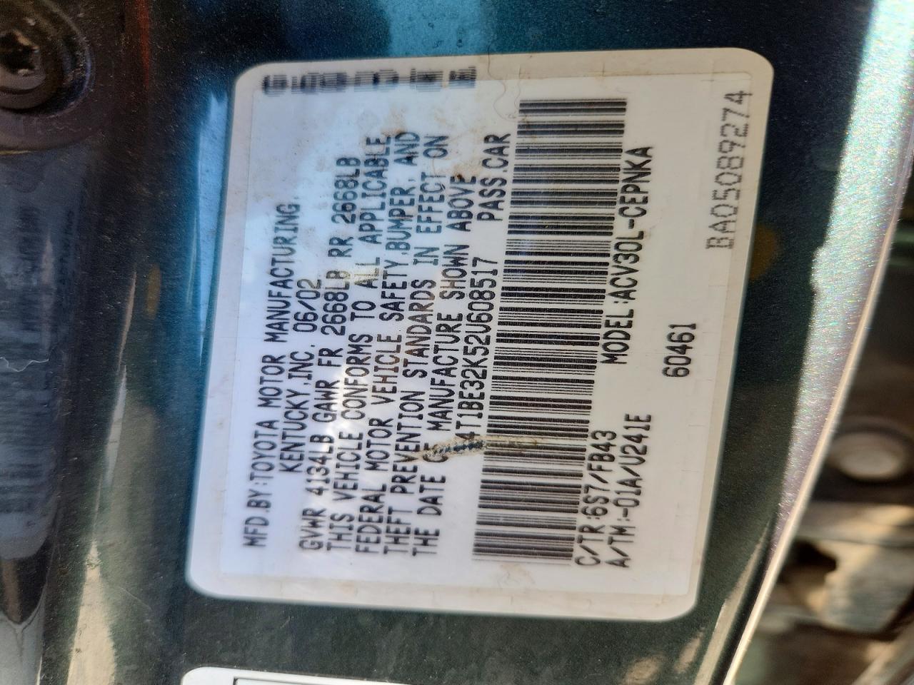 2002 TOYOTA CAMRY LE photo 34