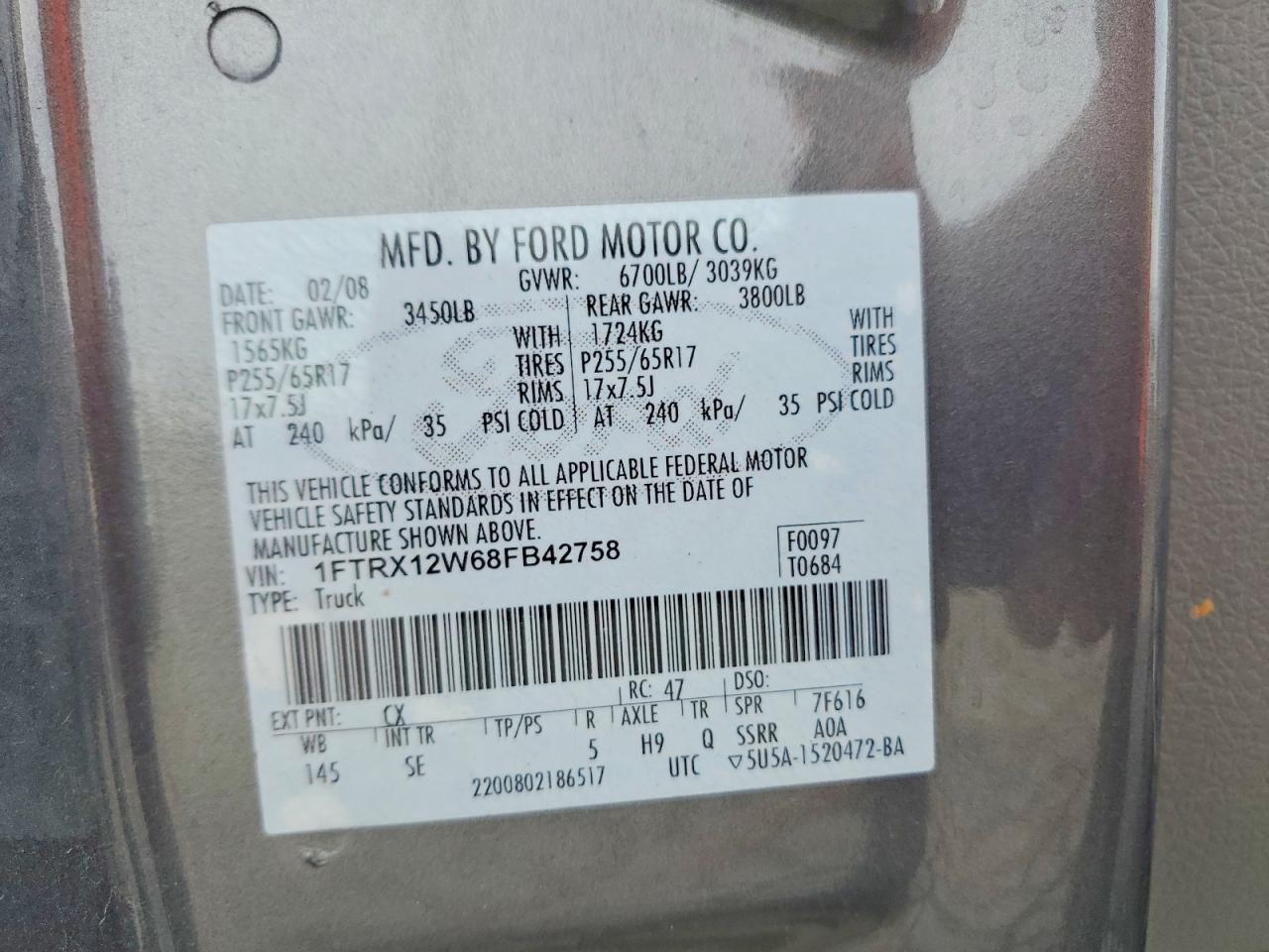 2008 FORD F150 photo 12