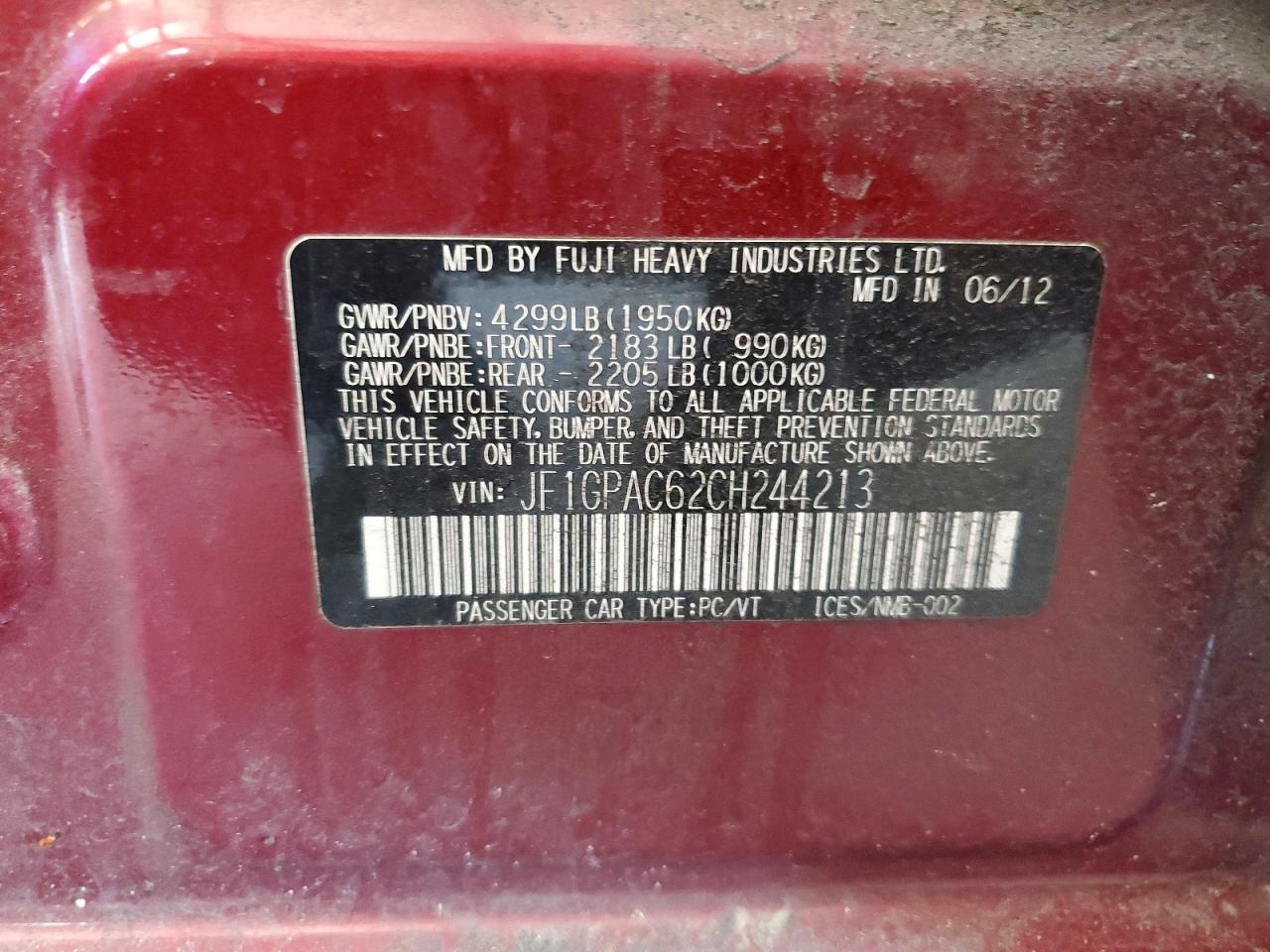 2012 SUBARU IMPREZA PREMIUM photo 34