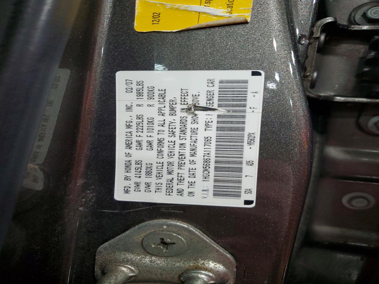 2007 HONDA ACCORD EX photo 25