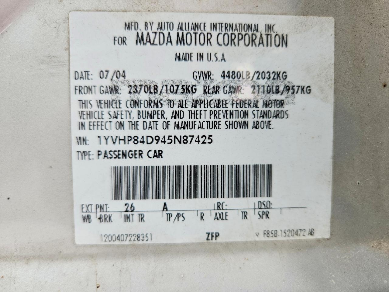 2004 MAZDA 6 S photo 37