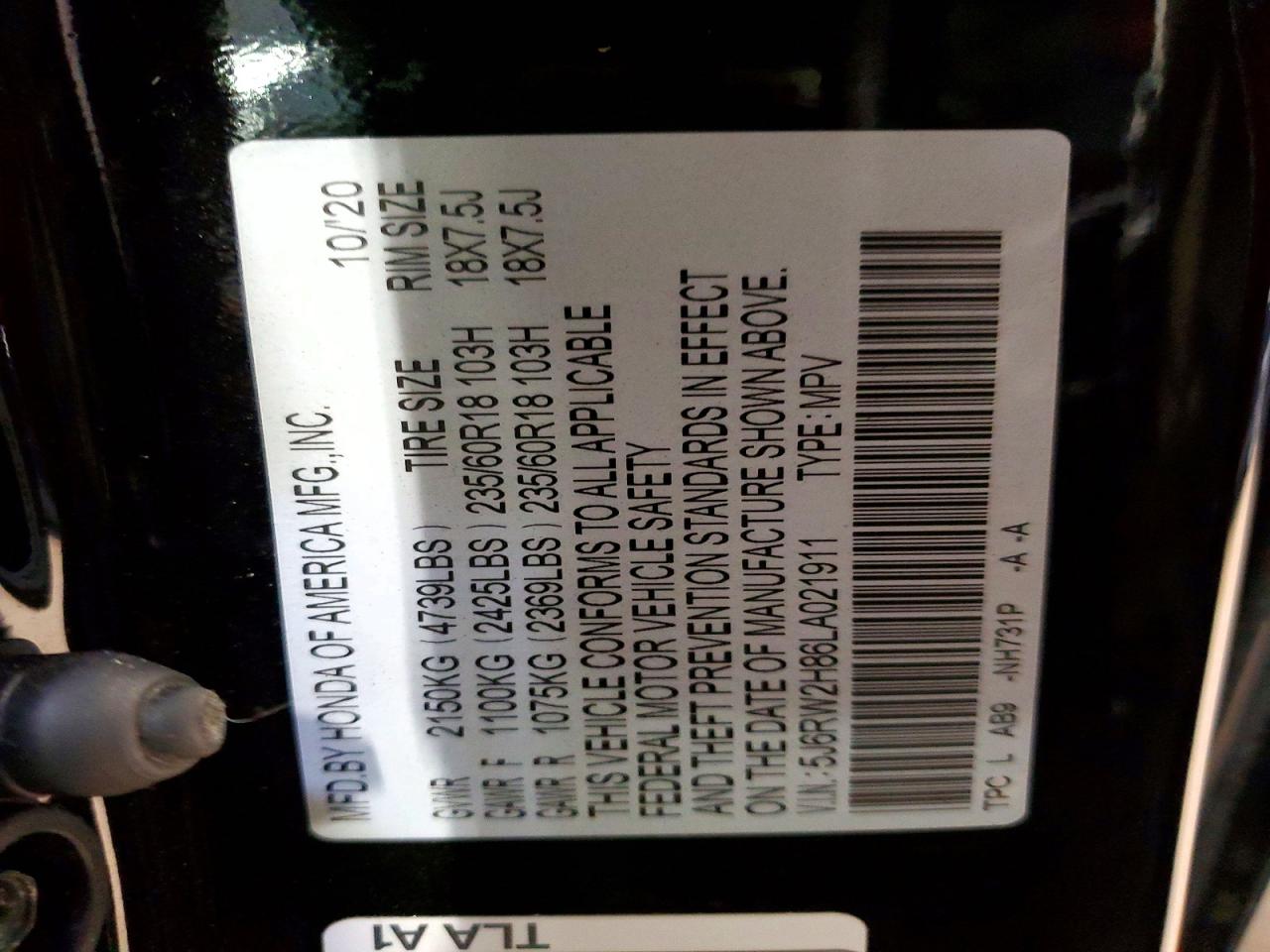 2020 HONDA CR-V EXL photo 13