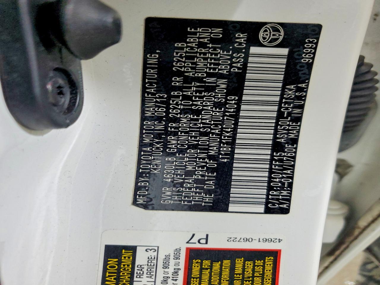 2013 TOYOTA CAMRY SE photo 12