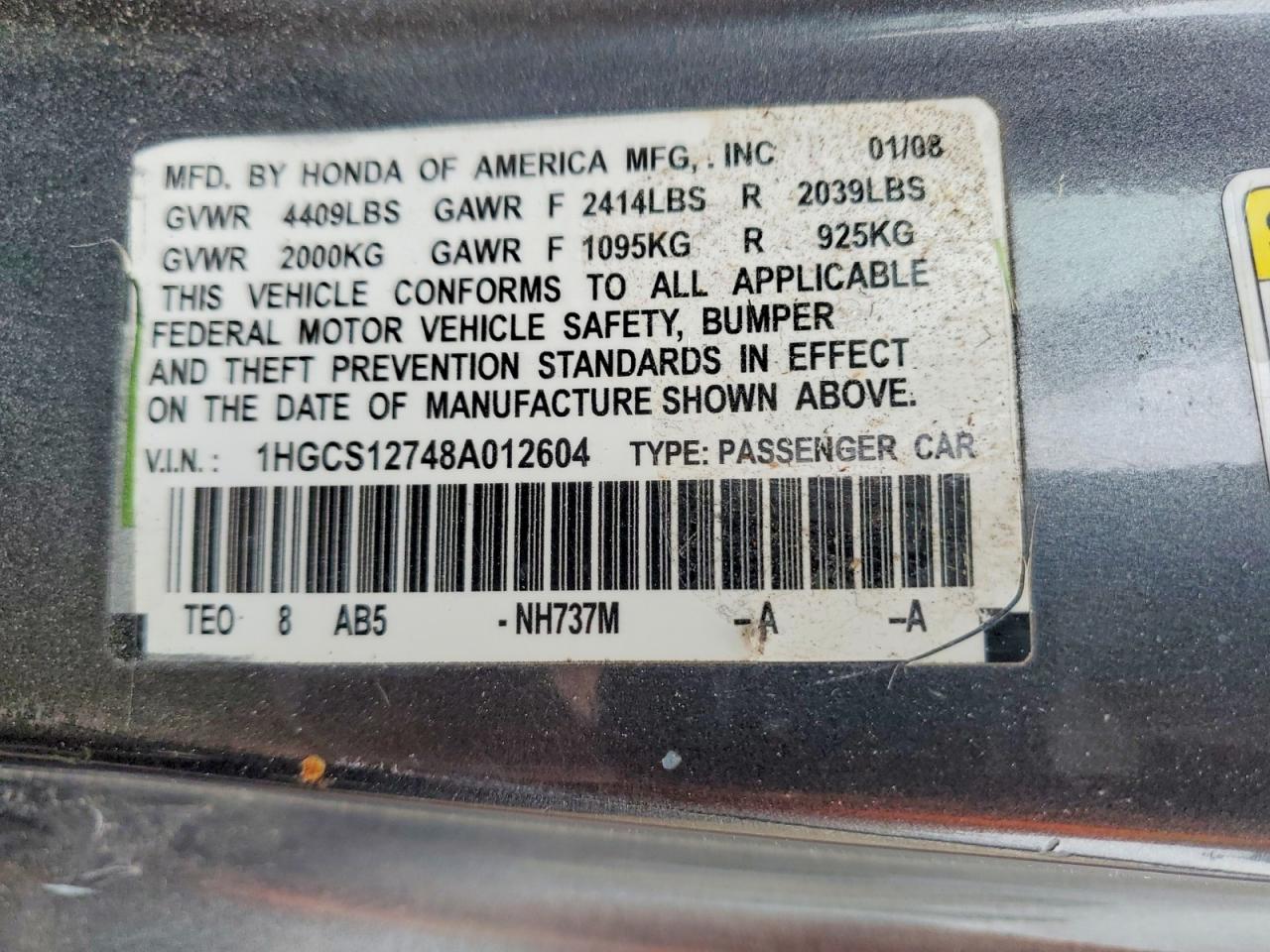 2008 HONDA ACCORD EX photo 34