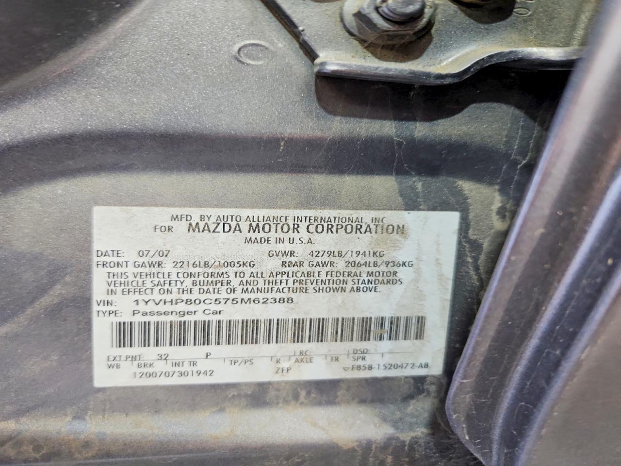 2007 MAZDA 6 I photo 23