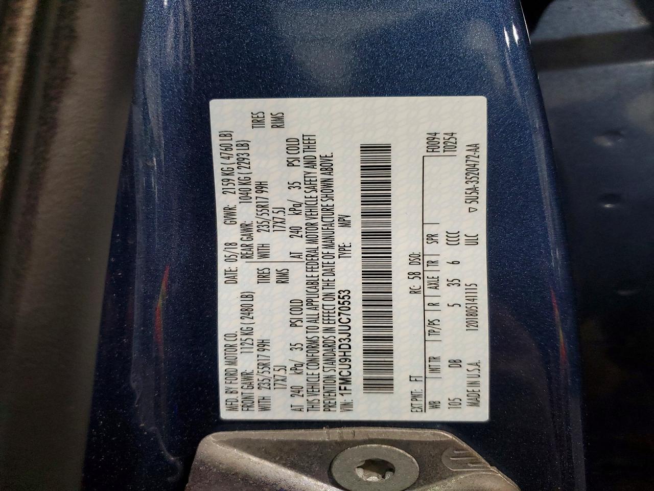 2018 FORD ESCAPE SEL photo 23