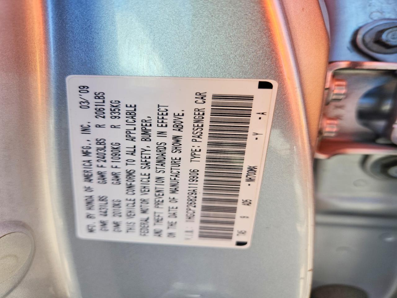 2009 HONDA ACCORD EXL photo 23