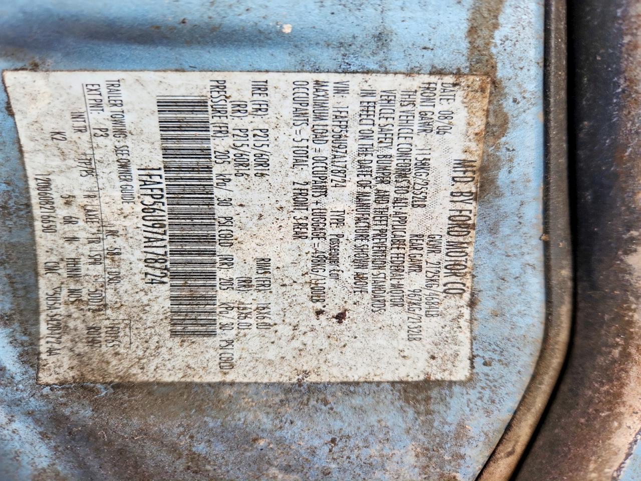 2007 FORD TAURUS SEL photo 12