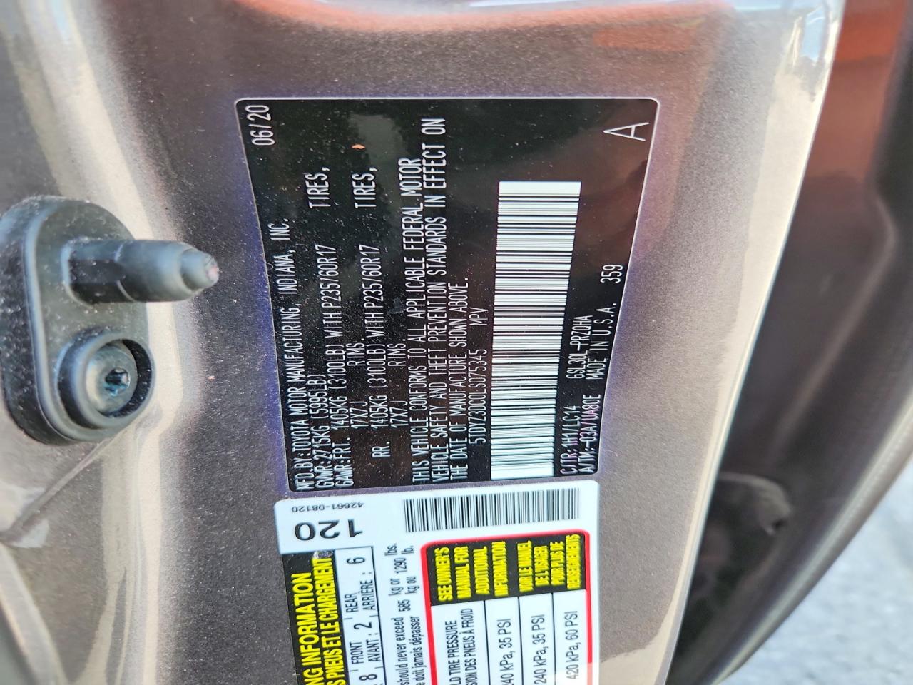 2020 TOYOTA SIENNA XLE 8-PASSENGER photo 37