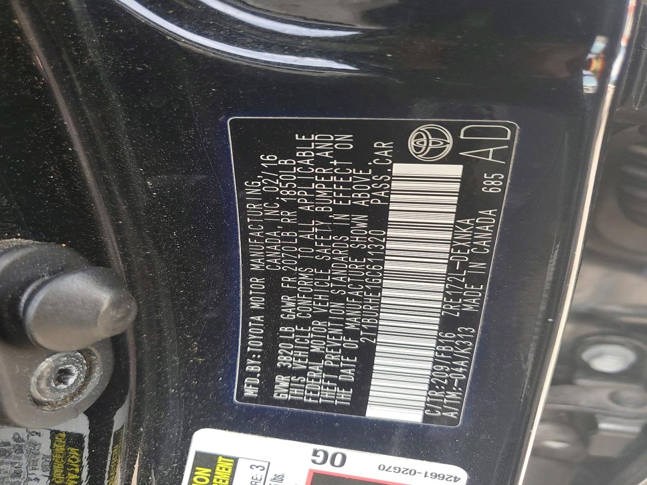 2016 TOYOTA COROLLA LE photo 37