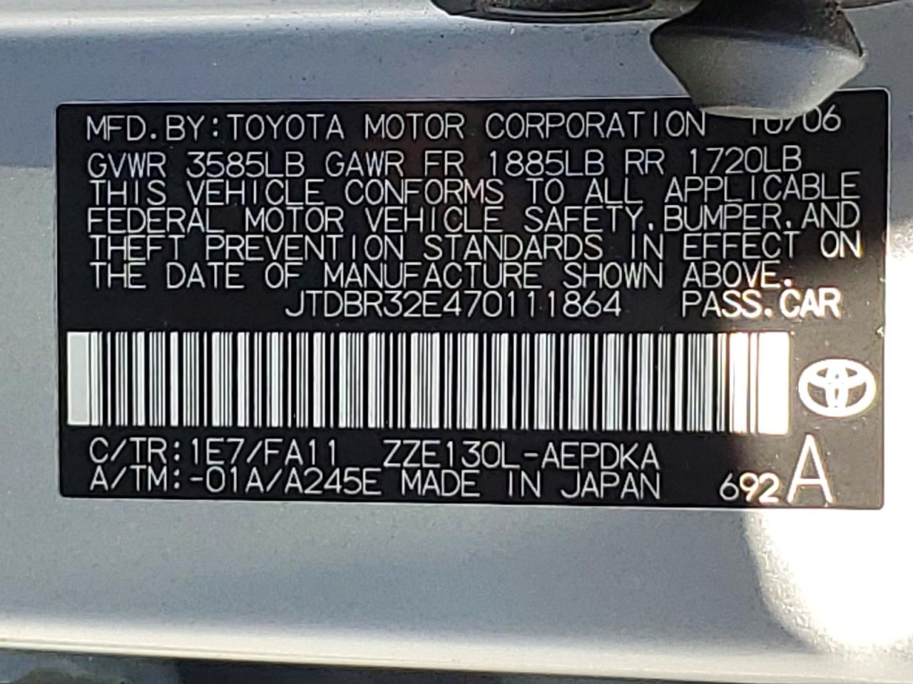 2007 TOYOTA COROLLA CE photo 37