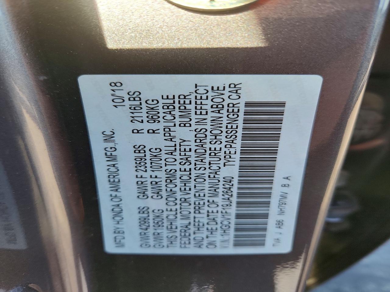 2018 HONDA ACCORD LX photo 34