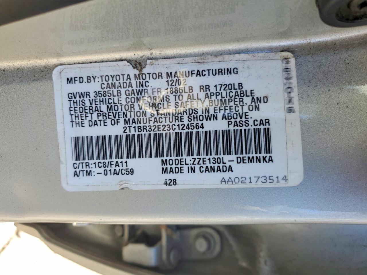 2003 TOYOTA COROLLA LE photo 23