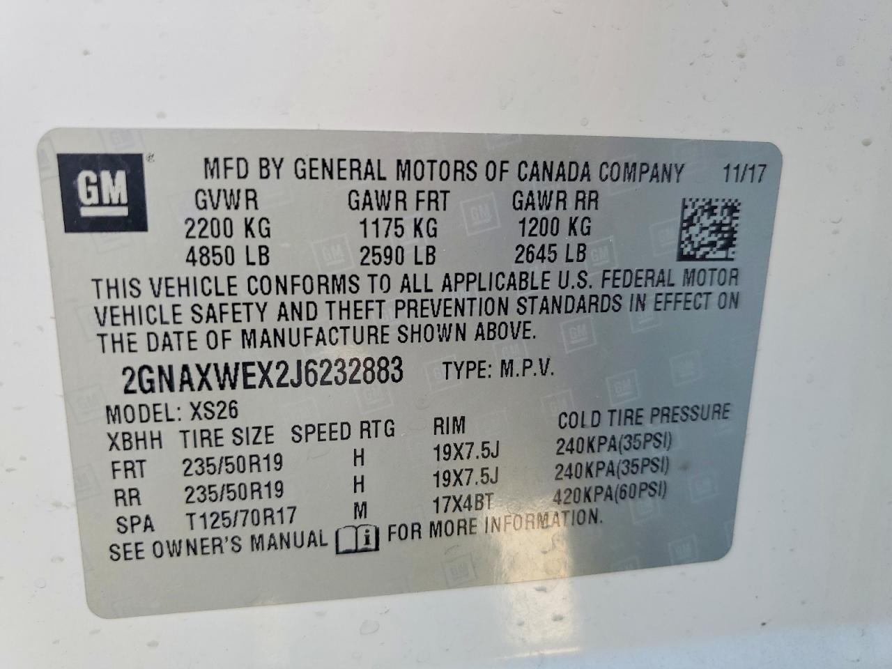 2018 CHEVROLET EQUINOX PREMIER photo 37
