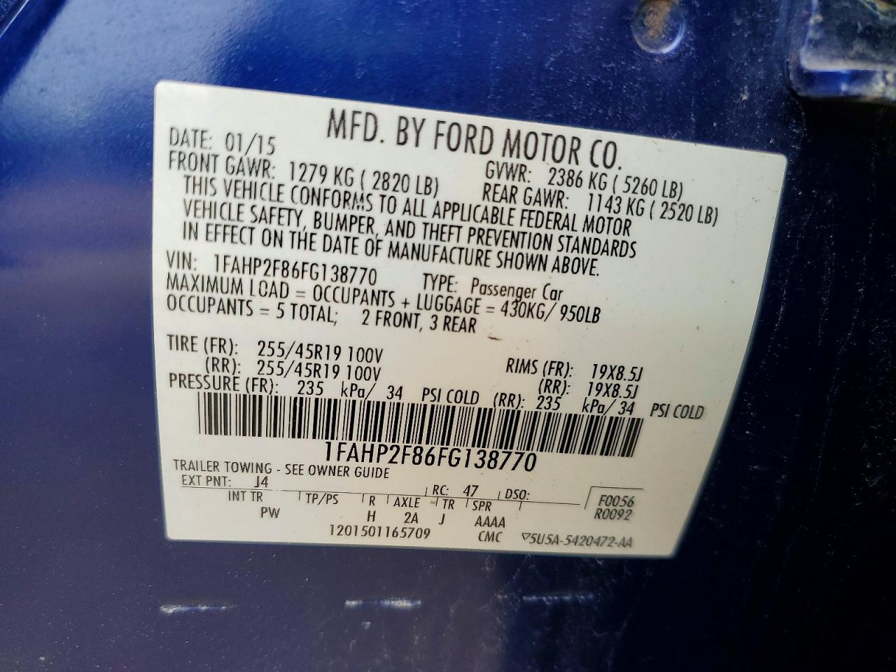 2015 FORD TAURUS LIMITED photo 23