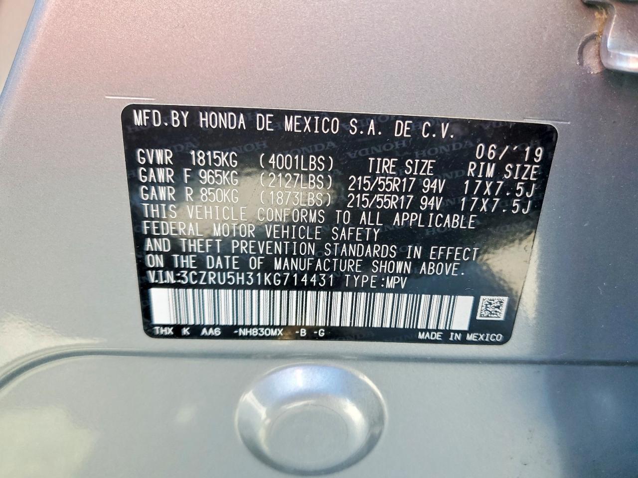 2019 HONDA HR-V LX photo 13
