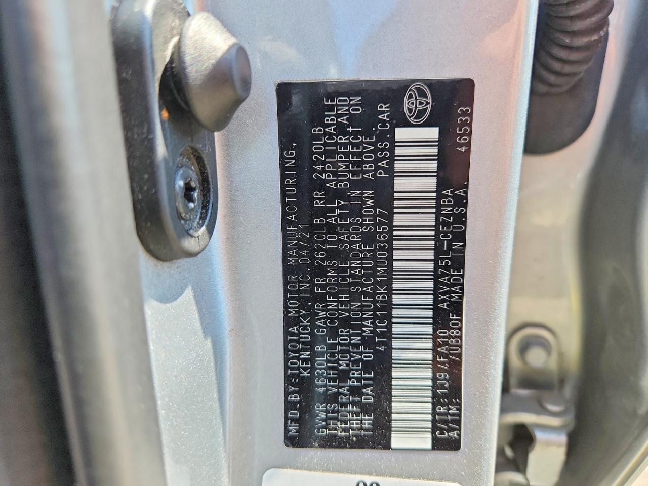 2021 TOYOTA CAMRY LE photo 34