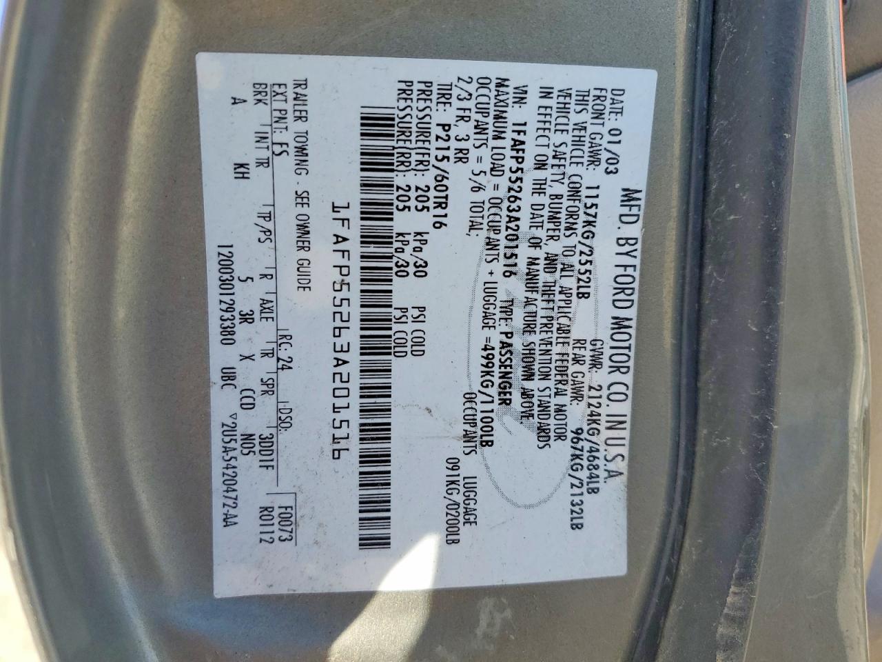 2003 FORD TAURUS SES photo 34